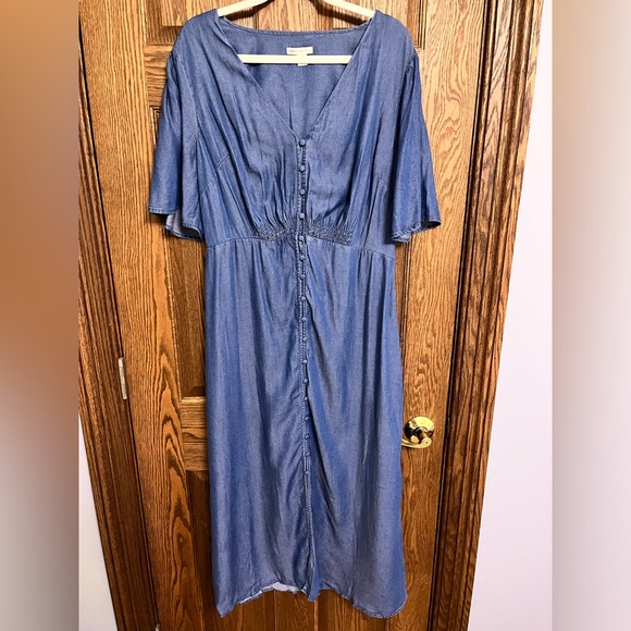 Blue Button-Down Denim Dress - Picture 1 of 4